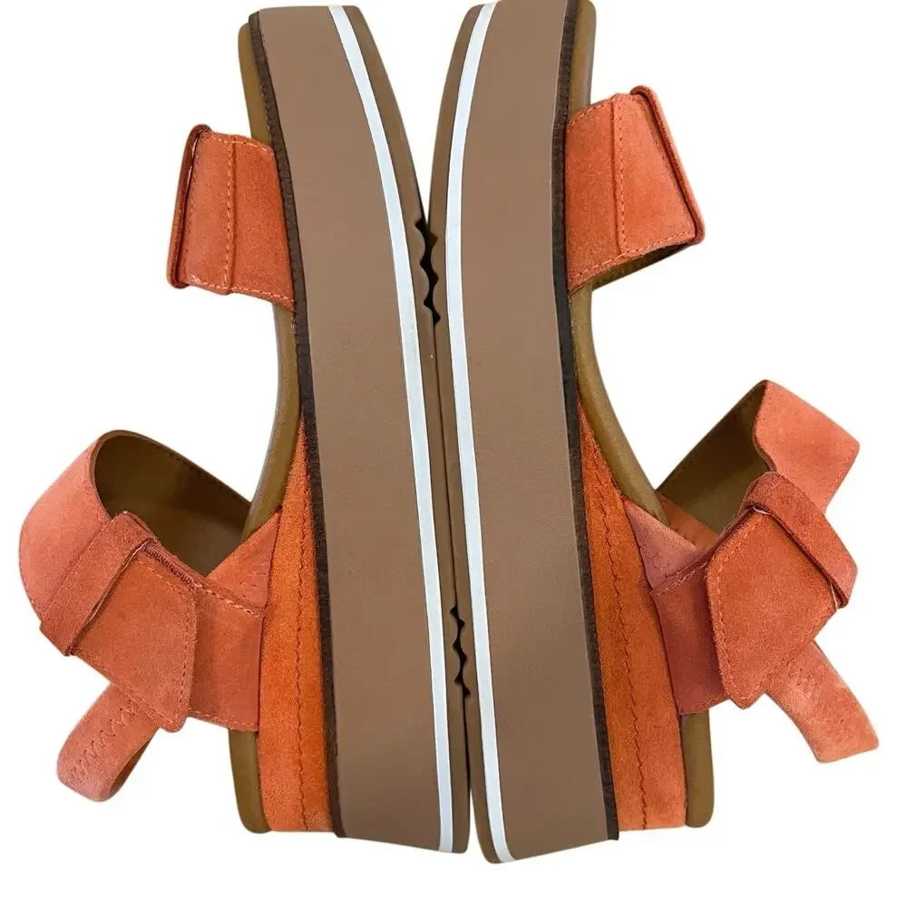 Caslon Briana Flaw Orange Suede Platform Wedge Slingback Sandals Womens 8M